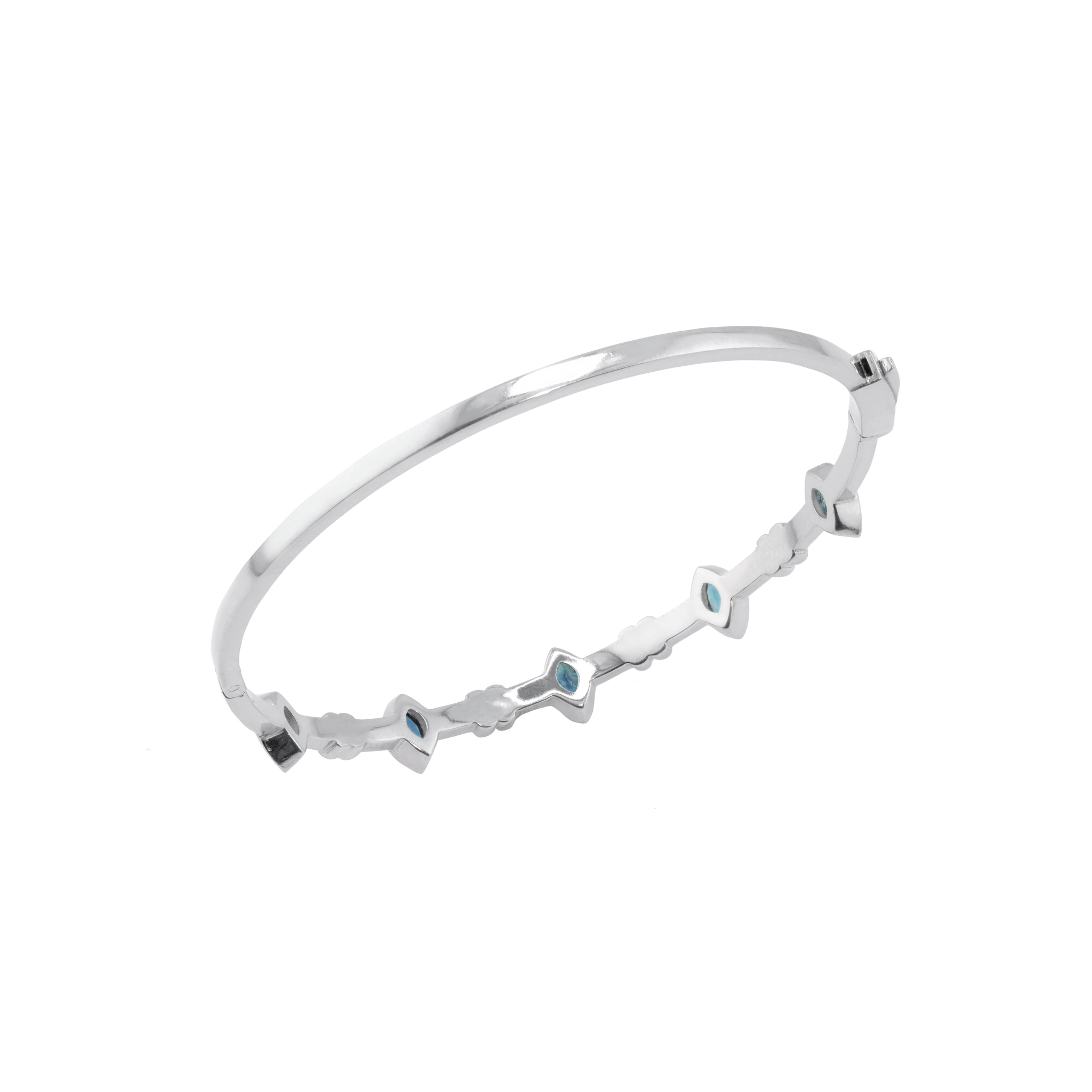 Marquise-Cut Blue Sapphire & White Topaz Bangle